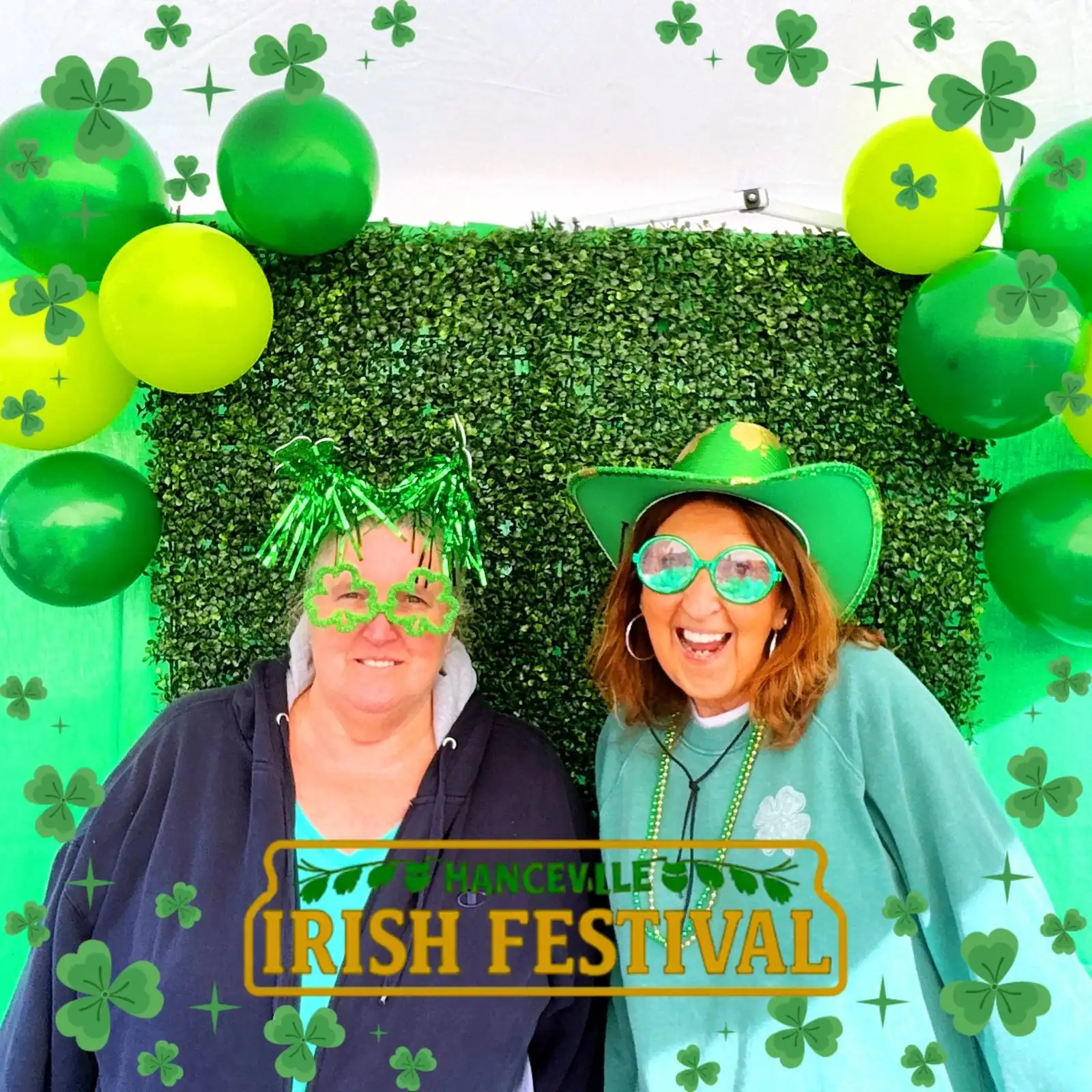 Friends in green hats at the Hanceville Irish Festival